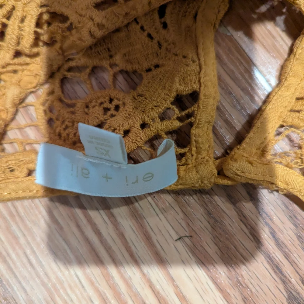 Anthropologie Mustard Yellow Lace Long-Sleeve Top